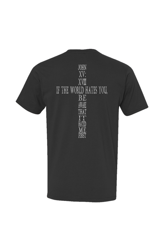 SAVED Collection™ — John 15:18 CrossBack™ USA-Made Ringspun T-Shirt