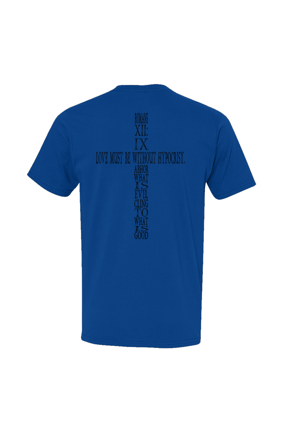 SAVED Collection™ — Romans 12:9 Crossback™ USA-Made Ringspun T-Shirt