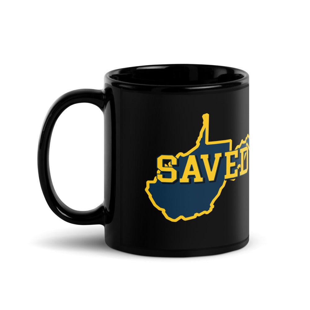 West Virginia Collection™ — SAVED Black Glossy Mug | Faith & Freedom Edition