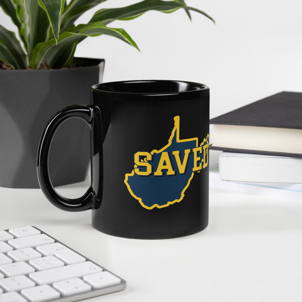West Virginia Collection™ — SAVED Black Glossy Mug | Faith & Freedom Edition