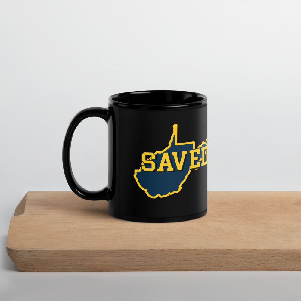 West Virginia Collection™ — SAVED Black Glossy Mug | Faith & Freedom Edition