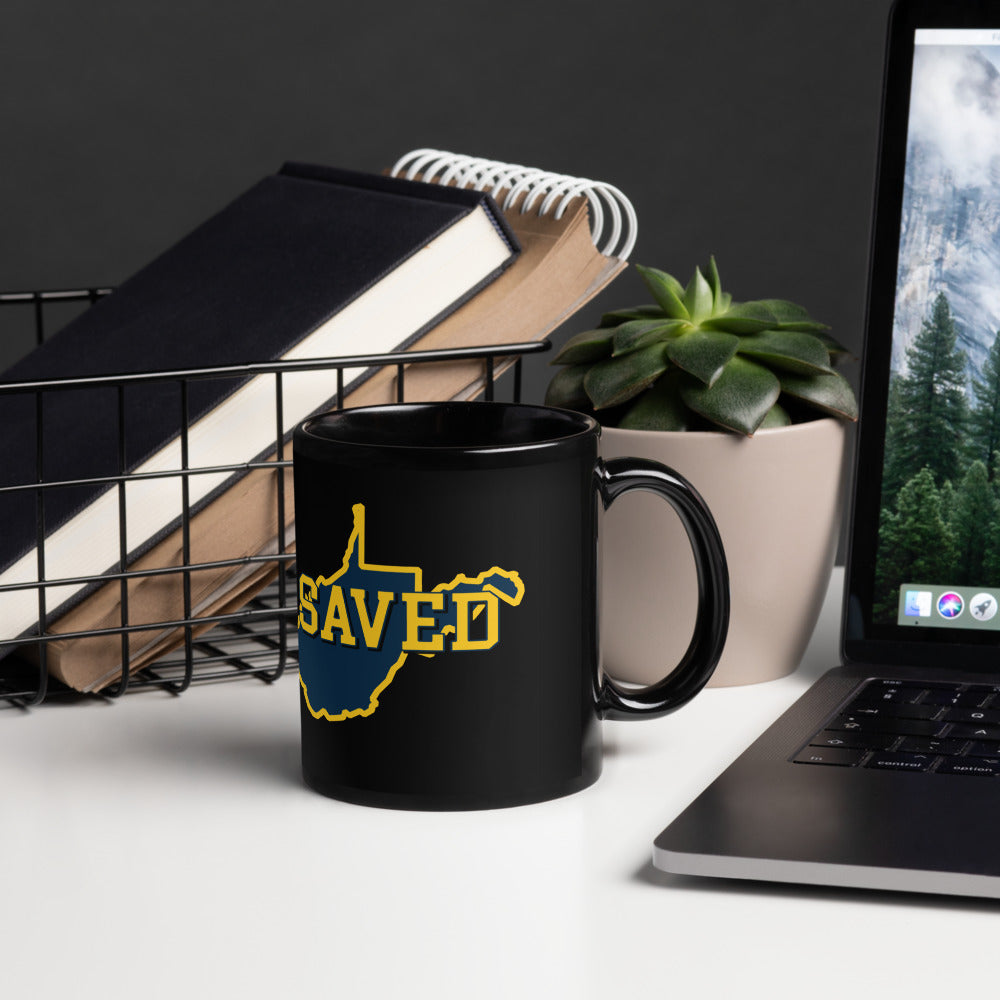 West Virginia Collection™ — SAVED Black Glossy Mug | Faith & Freedom Edition