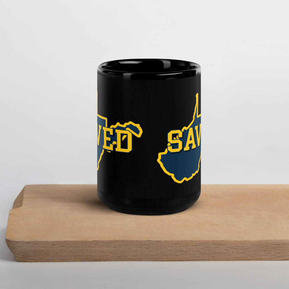 West Virginia Collection™ — SAVED Black Glossy Mug | Faith & Freedom Edition