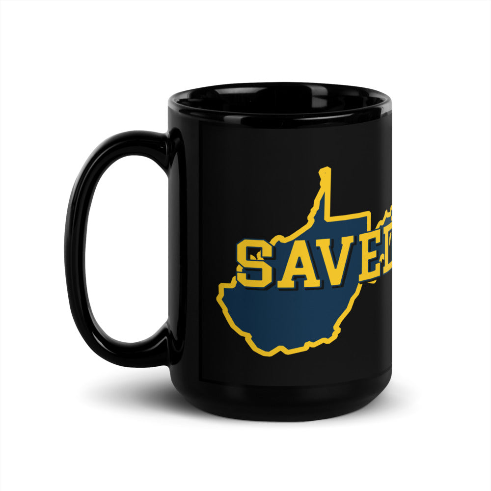 West Virginia Collection™ — SAVED Black Glossy Mug | Faith & Freedom Edition