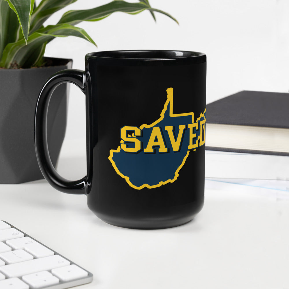 West Virginia Collection™ — SAVED Black Glossy Mug | Faith & Freedom Edition
