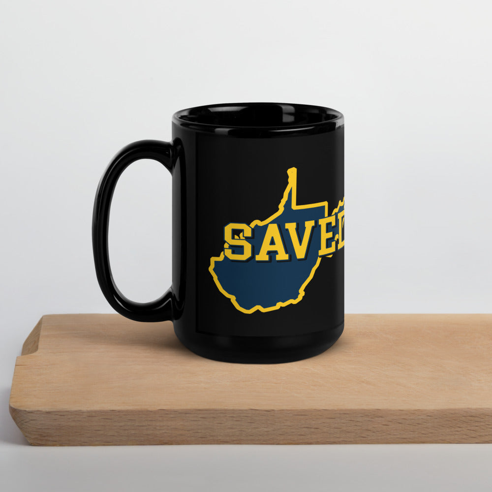 West Virginia Collection™ — SAVED Black Glossy Mug | Faith & Freedom Edition