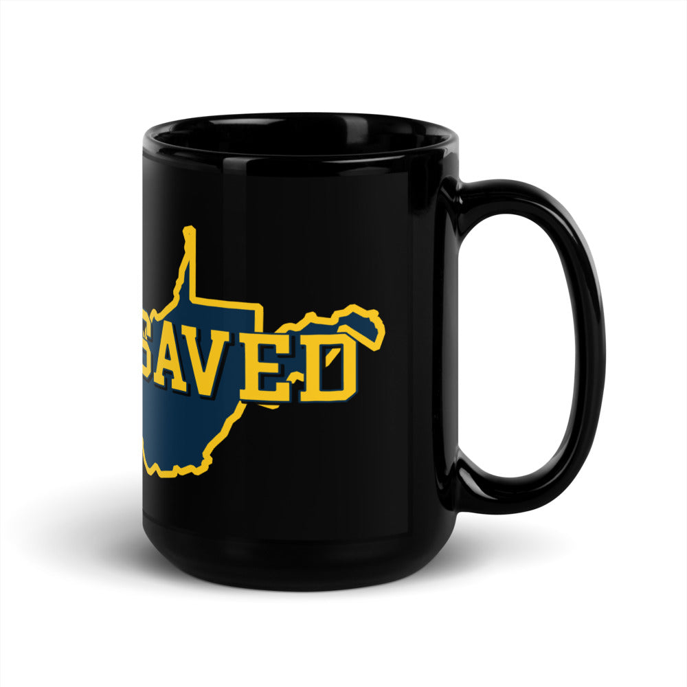 West Virginia Collection™ — SAVED Black Glossy Mug | Faith & Freedom Edition