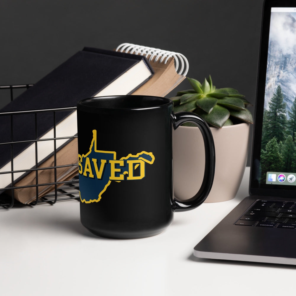 West Virginia Collection™ — SAVED Black Glossy Mug | Faith & Freedom Edition