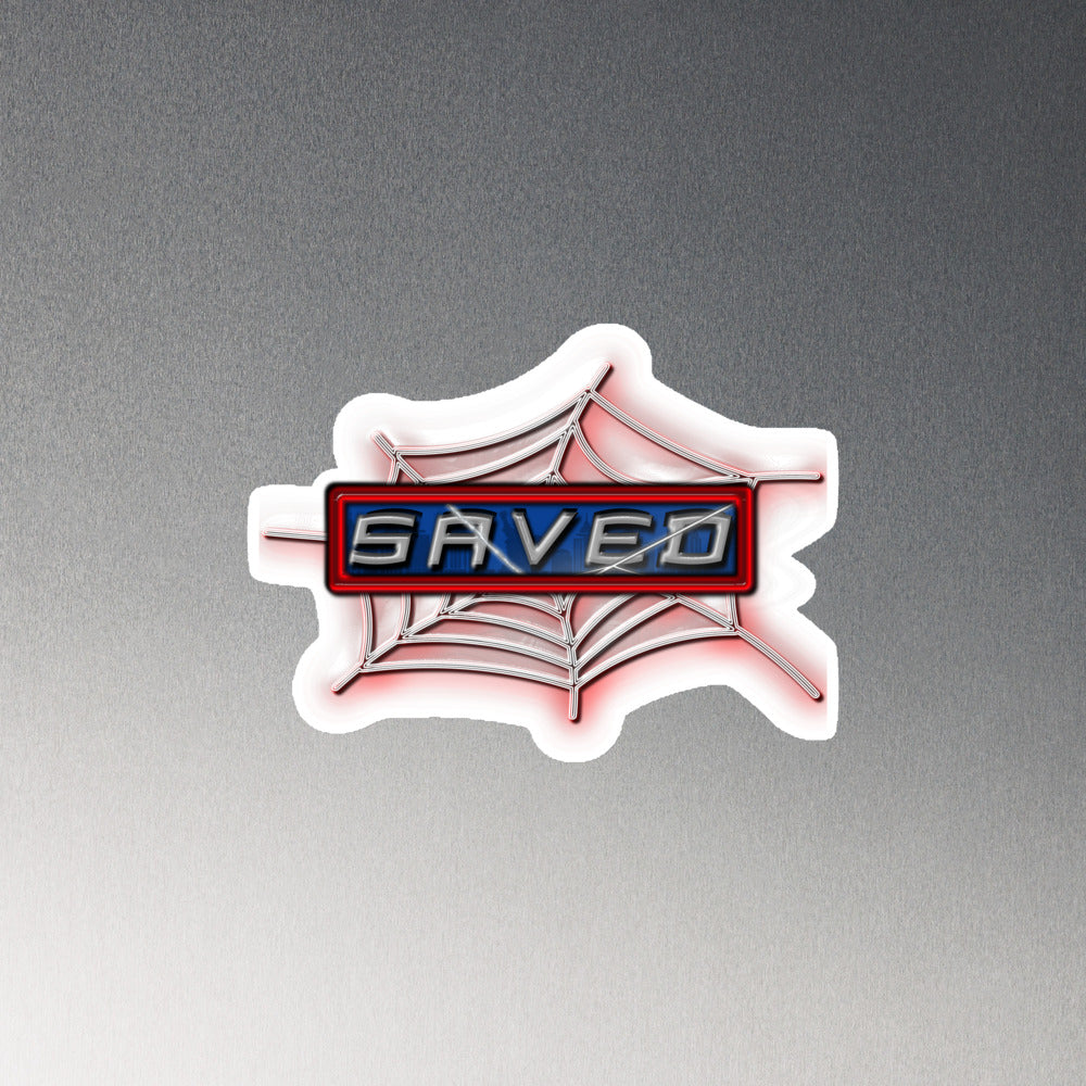 SAVED — Webbed Edition™ Magnet  Die-Cut | Faith • Freedom • Fandom