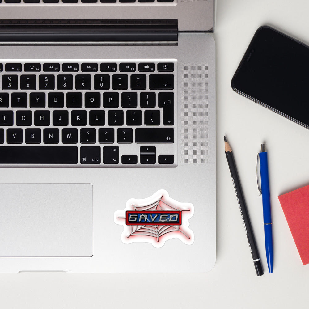 Hero Collection™ — SAVED Webbed Edition™  Bubble-Free Kiss-Cut Sticker | Faith • Freedom • Fandom