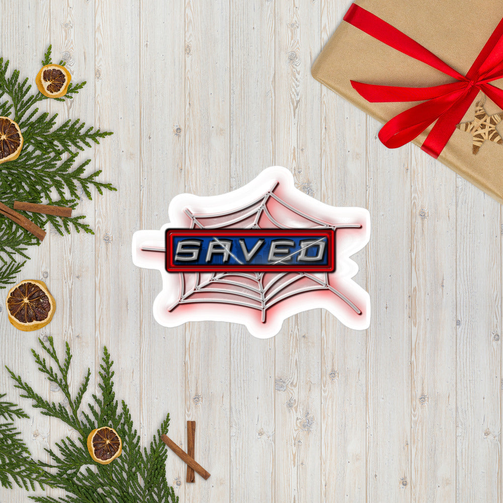 SAVED — Webbed Edition™  Bubble-Free Kiss-Cut Sticker | Faith • Freedom • Fandom