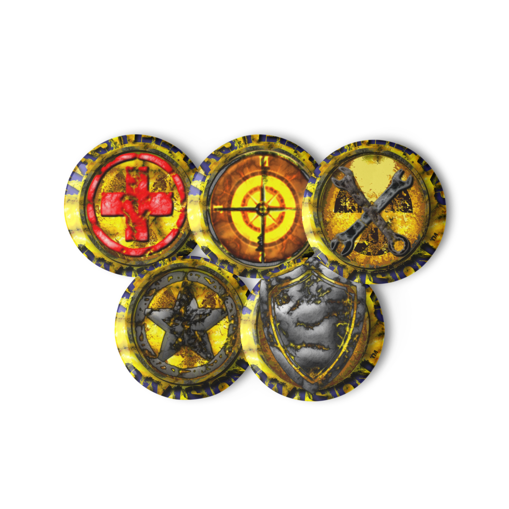 Wasteland Division™ 1.25″ Button Set (5-Pack) Set of pin buttons