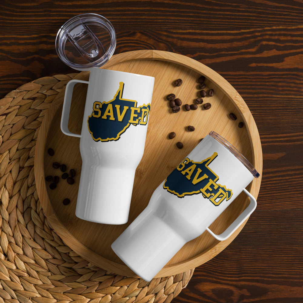 West Virginia Collection™ — SAVED West Virginia Travel Mug with Handle | Faith & Freedom Edition