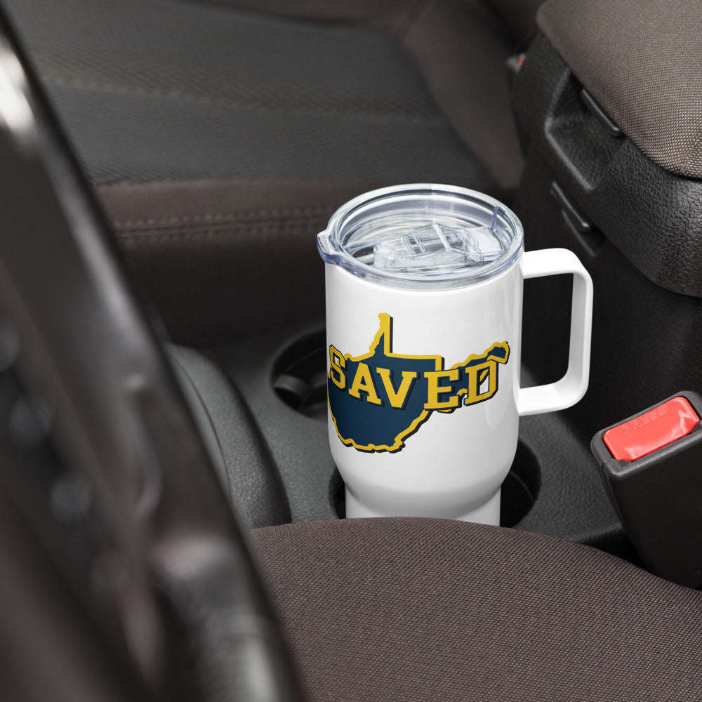 West Virginia Collection™ — SAVED West Virginia Travel Mug with Handle | Faith & Freedom Edition