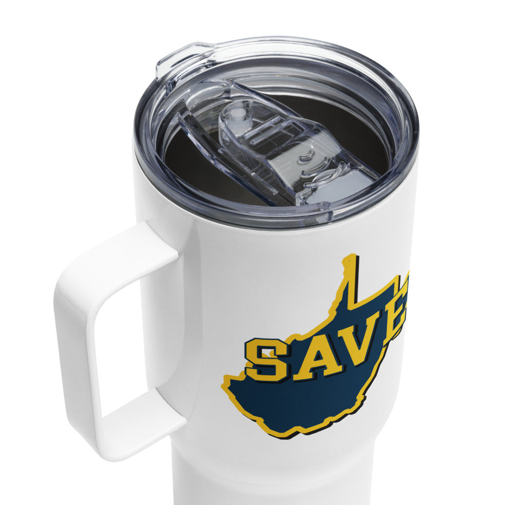 West Virginia Collection™ — SAVED West Virginia Travel Mug with Handle | Faith & Freedom Edition