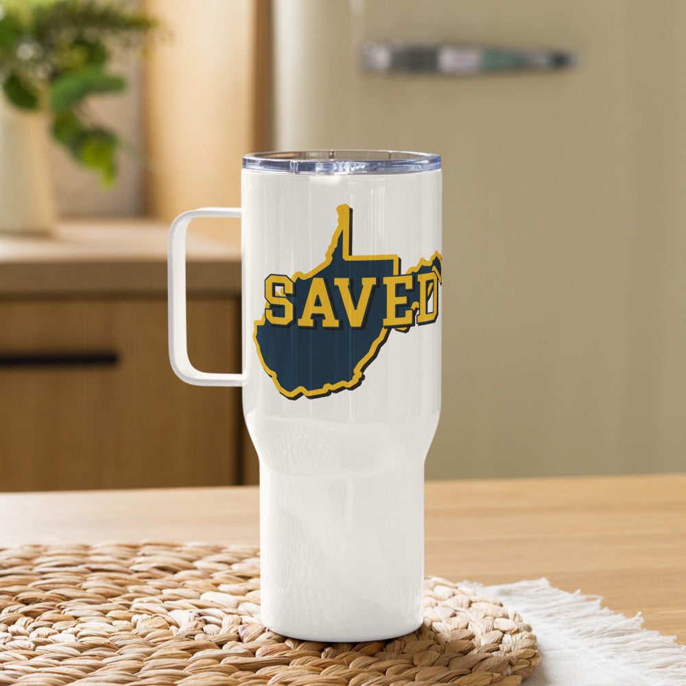 West Virginia Collection™ — SAVED West Virginia Travel Mug with Handle | Faith & Freedom Edition