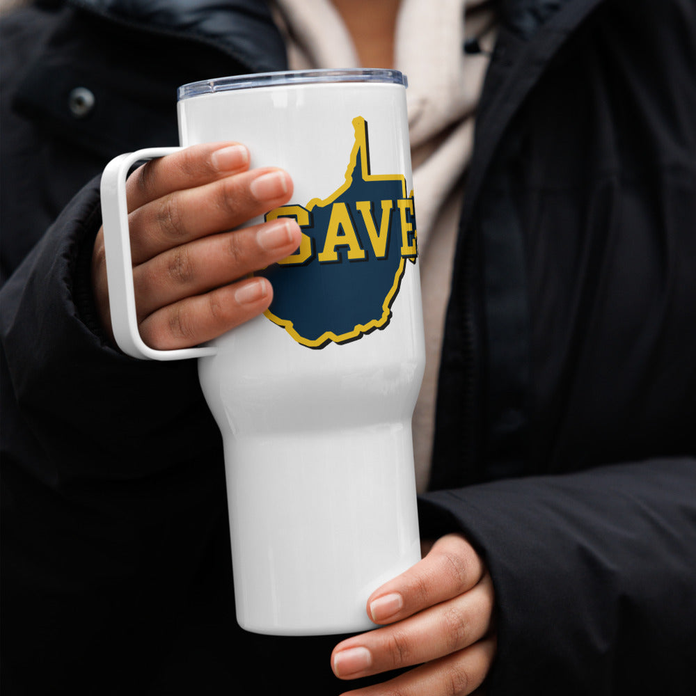 West Virginia Collection™ — SAVED West Virginia Travel Mug with Handle | Faith & Freedom Edition