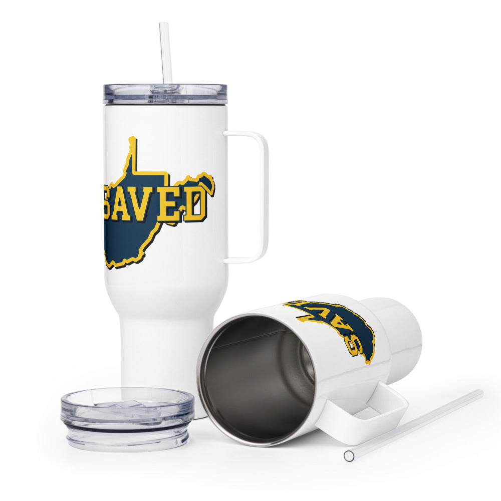 West Virginia Collection™ — SAVED West Virginia Travel Mug with Handle | Faith & Freedom Edition