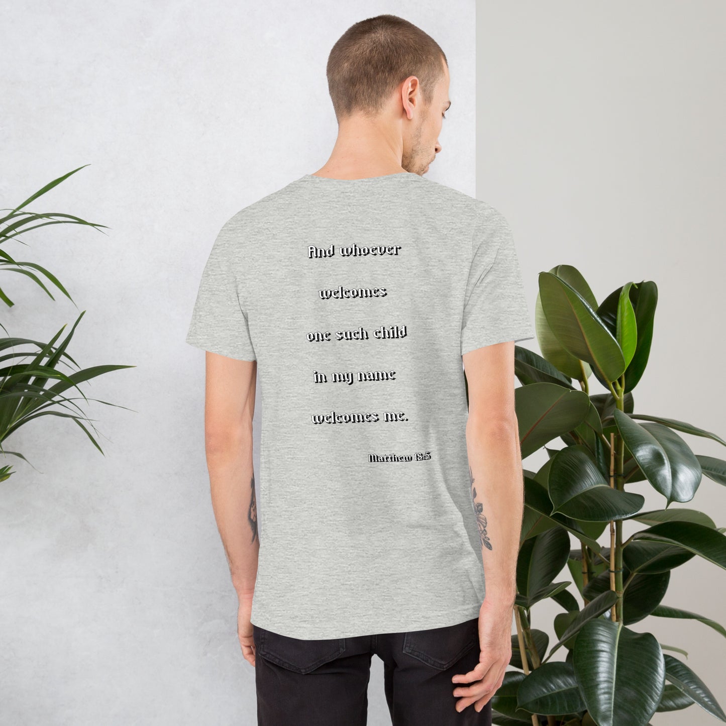 SAVED Collection™— Matthew 18:5 Scripture Unisex t-shirt