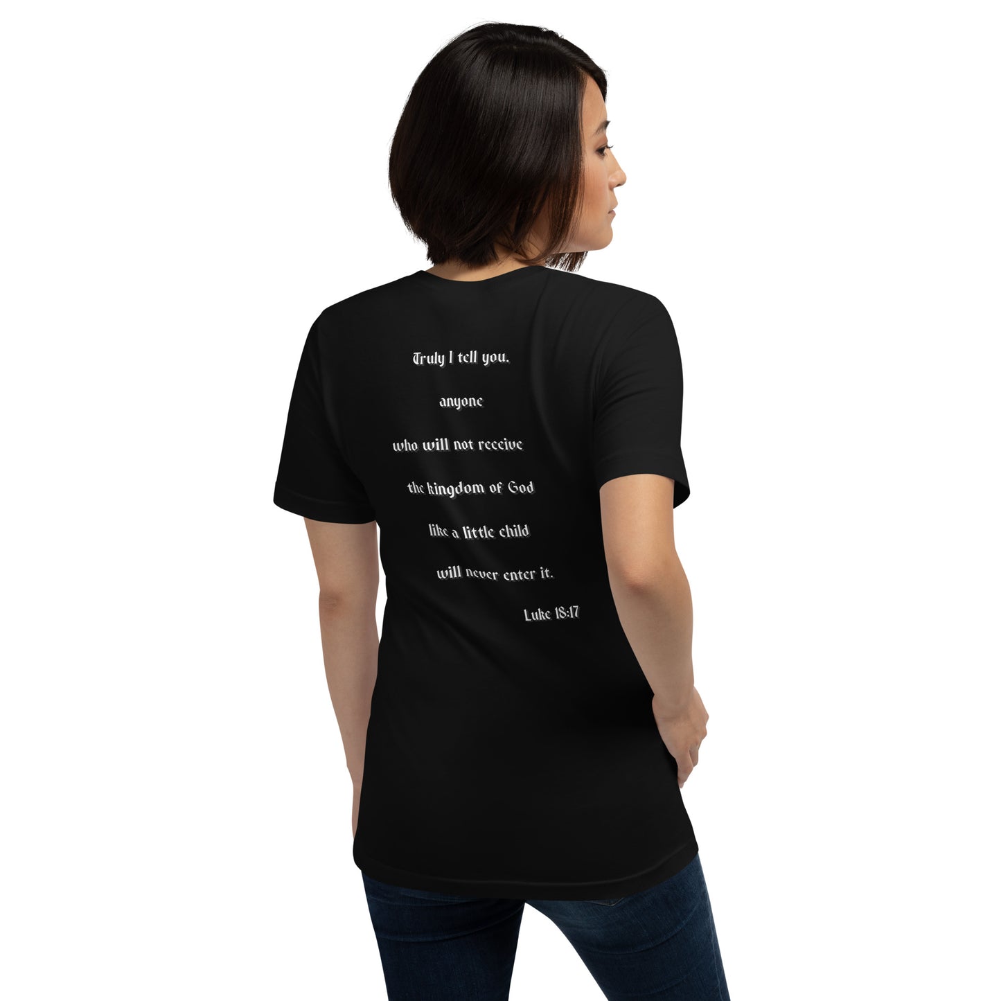 SAVED Collection™— Luke 18:17 Liberty Edition Scripture Unisex t-shirt