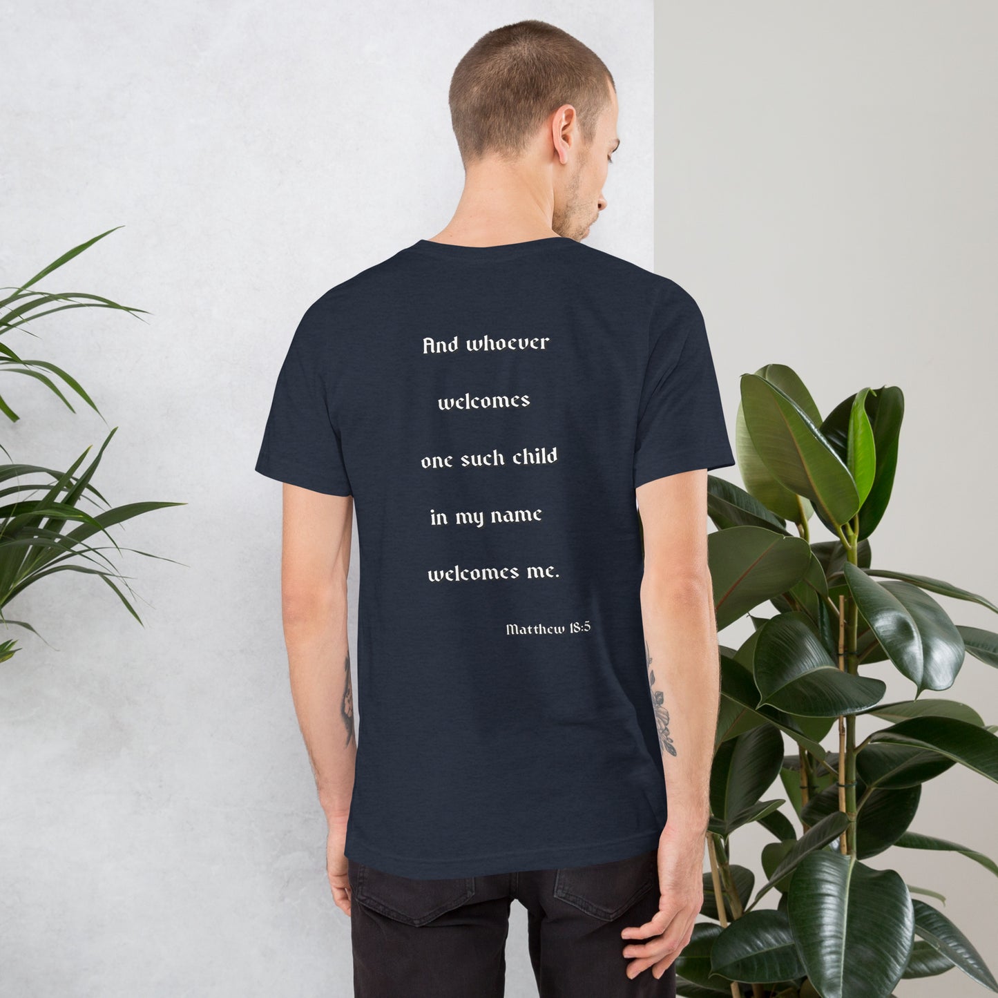 SAVED Collection™— Matthew 18:5 Scripture Unisex t-shirt