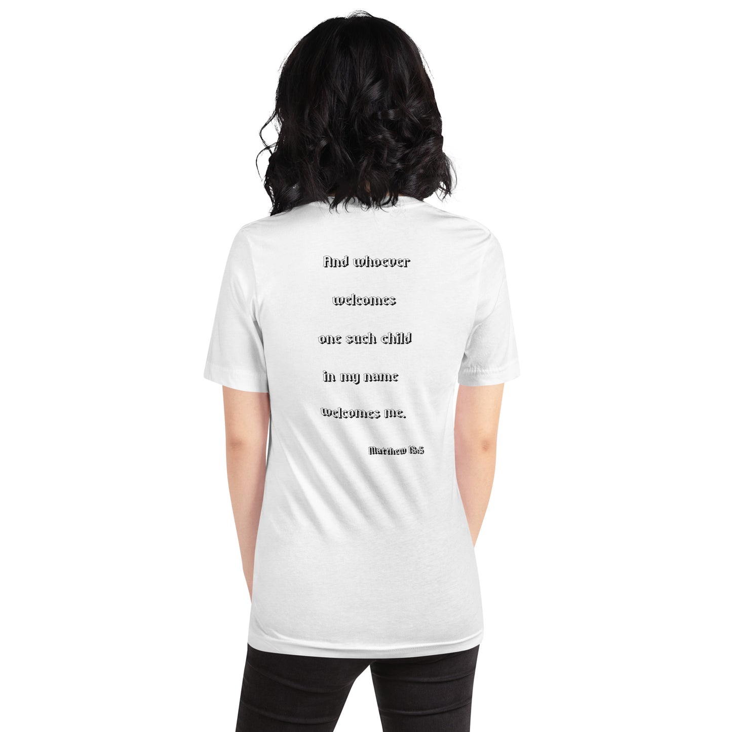 SAVED Collection™— Matthew 18:5 Scripture Unisex t-shirt