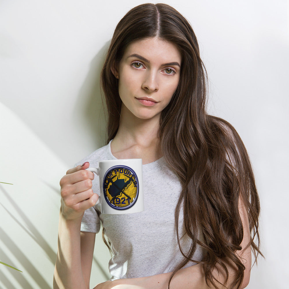 West Virginia Collection™ — Blair Mountain 1921 White Glossy Mug | West Virginia Miners Tribute