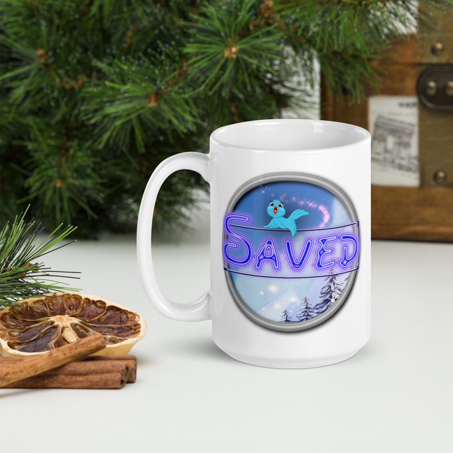 Cozy Corner™ SAVED —Enchanted Edition™ White glossy mug