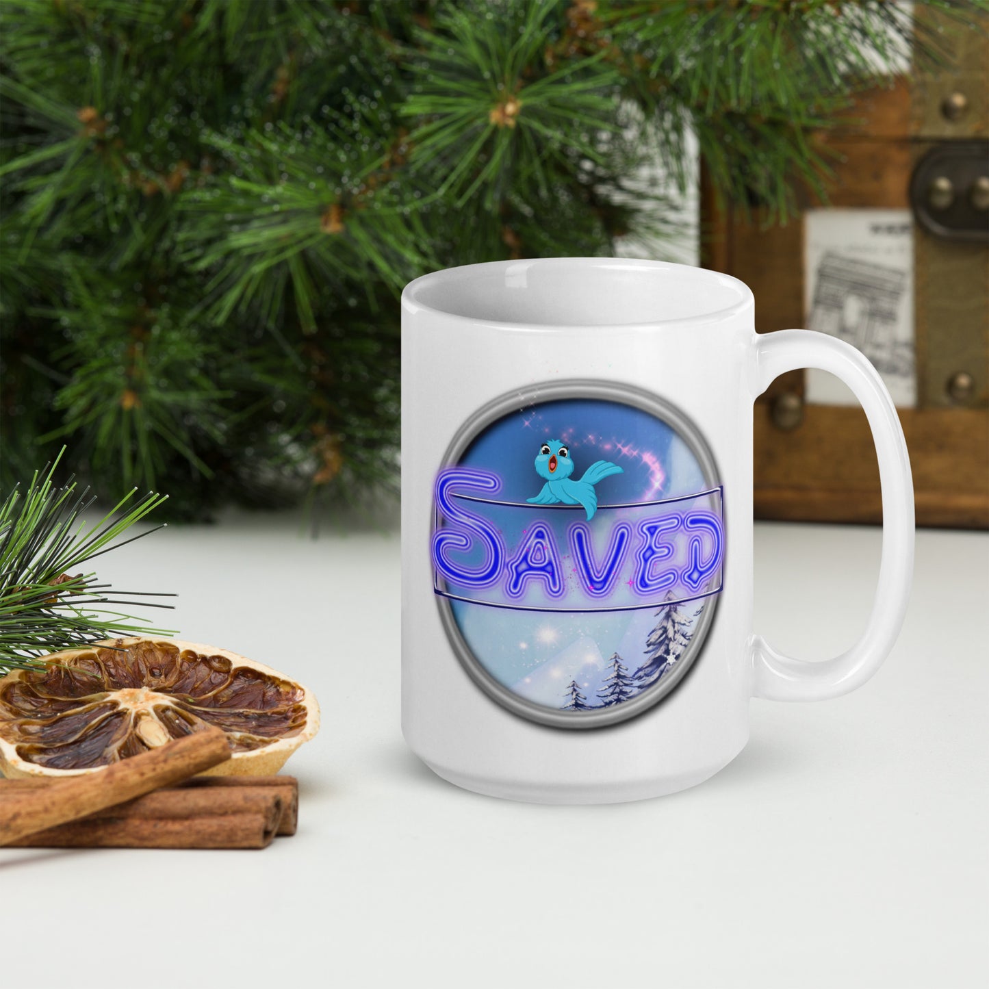 Cozy Corner™ SAVED —Enchanted Edition™ White glossy mug